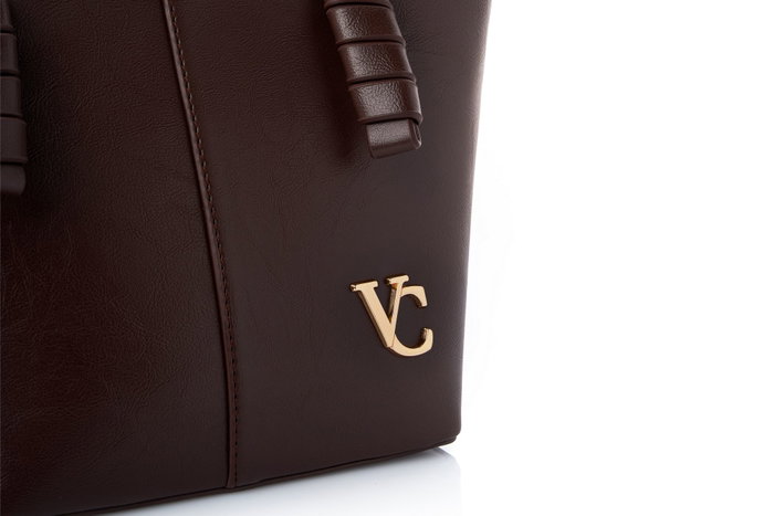 Vince Camuto Piedmont - Bolso de Hombro Marrón de Cuero de Polivinilo para Mujer, Elegante y Duradero, 30x14x23 cm
